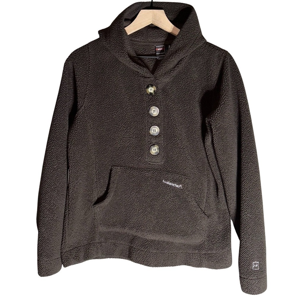 Avalanche Sherpa Thick Fleece Fluffy Pullover Button Up Hoodie Thermal - Size M